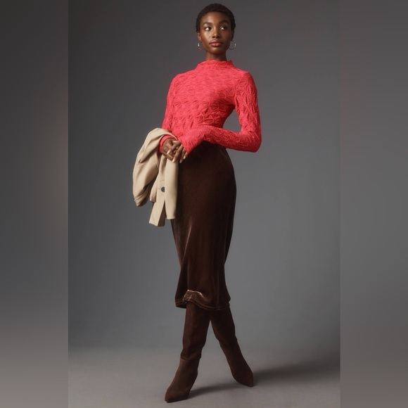 Maeve By Anthropologie Long-Sleeve Mock-Neck Textured Top - Picture 4 of 7